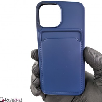 Švelnus silikoninis dėklas su kišenėle - mėlynas (Apple Iphone 13 Mini)